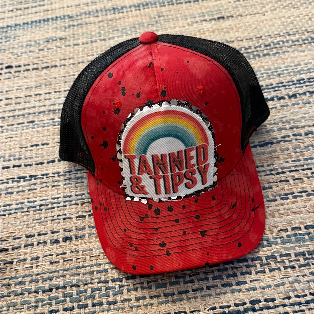 Tanned & Tipsy Red and Black Cap